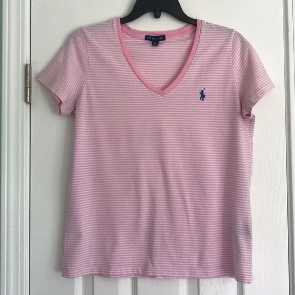 Ralph Lauren Pink and White Stripe Shirt Size L